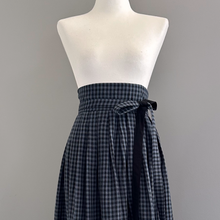 Load image into Gallery viewer, [HANDMADE] Double Gauze Hanbok Wrap Skirt - Midnight Navy Gingham
