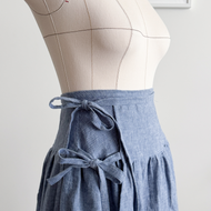 [HANDMADE] Denim-Like Sky Blue Linen La Ciotat Wrap Skirt - XS - 3XL