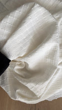 Load and play video in Gallery viewer, 1/2 Yard Frame Cotton Blend Jacquard - Milk Windowpane 55" Wide
