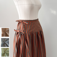 Load image into Gallery viewer, [HANDMADE] Stripe Cotton La Ciotat Wrap Skirt - 3 Colours XS - 3XL
