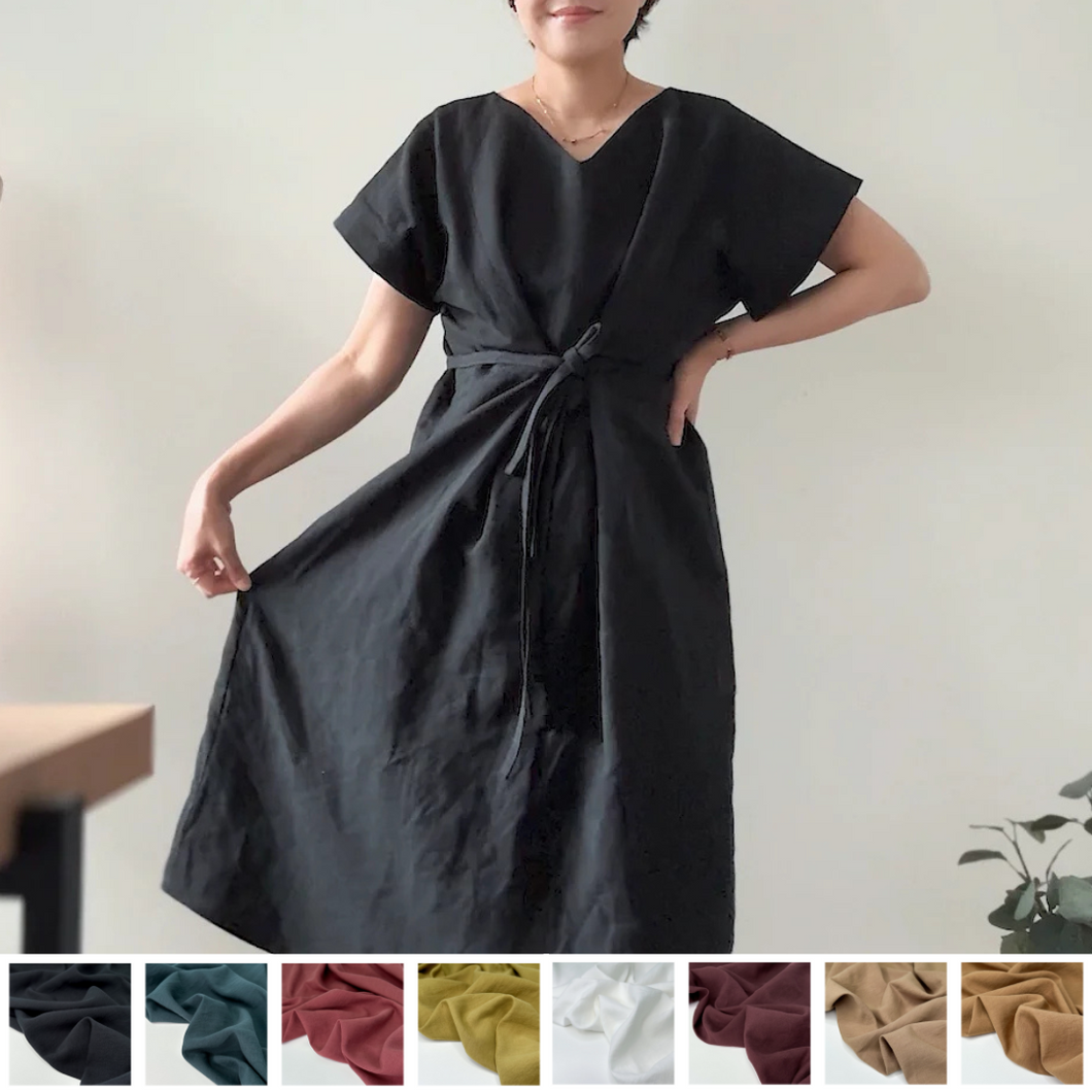 [HANDMADE] Tie Dress - Linen Cotton Twill 8 Colour XL - 3XL