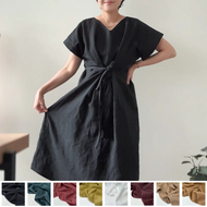 [FAIT MAIN] Robe à nouer - Sergé de lin et coton 8 couleurs XL - 3XL