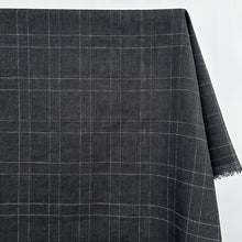 Load image into Gallery viewer, 1/2 Yard Heritage Glen Check Linen in Black 54&quot; Wide
