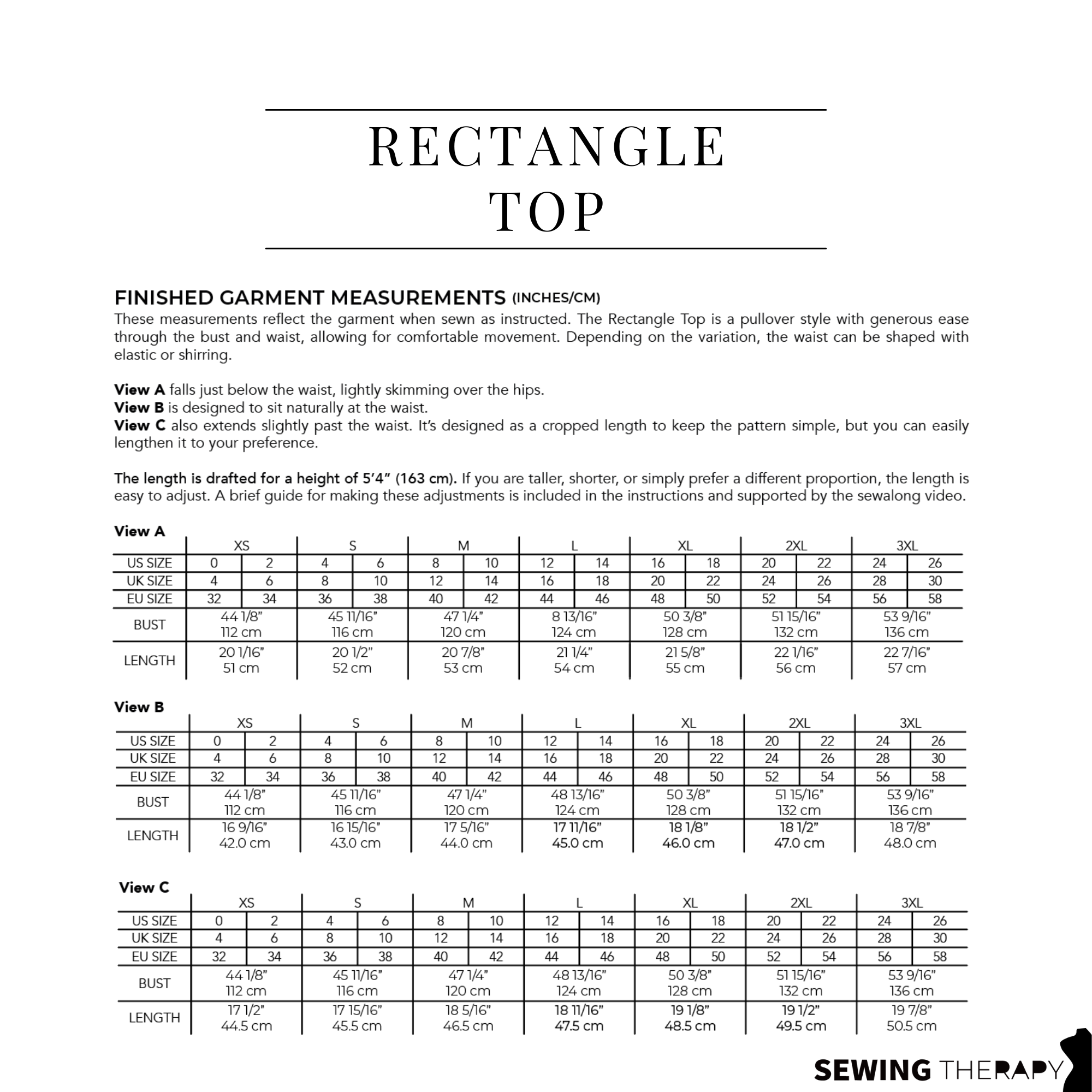 One Rectangle Overall Pattern PDF Rectangle Top Pattern - Sewing Therapy – Two O Nine Fabric