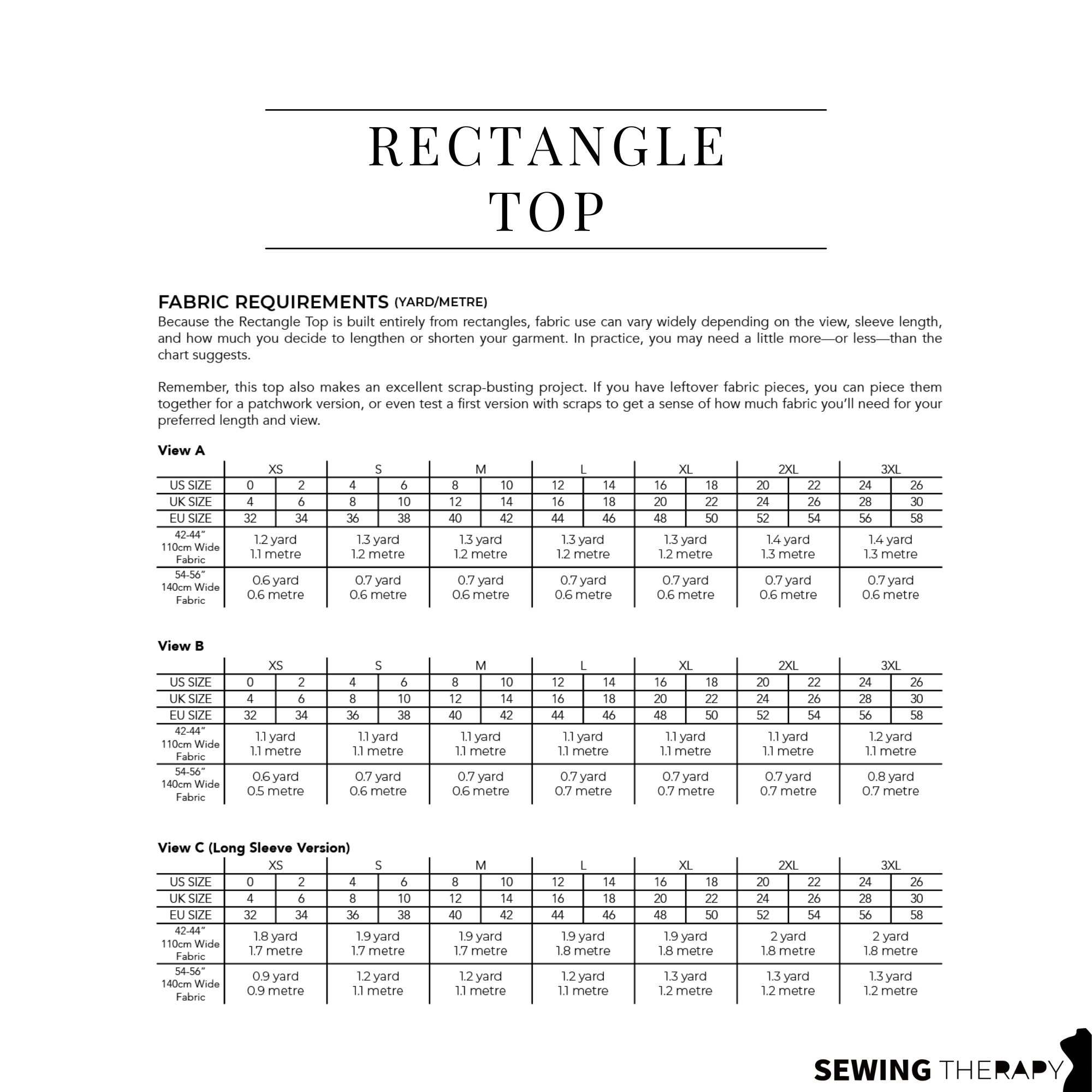 One Rectangle Overall Pattern PDF Rectangle Top Pattern - Sewing Therapy – Two O Nine Fabric