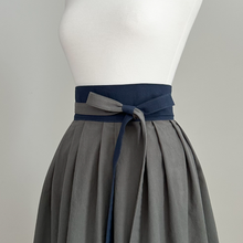 Load image into Gallery viewer, [HANDMADE] Cotton Hanbok Wrap Skirt - Dark Sage &amp; Black
