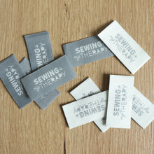 Load image into Gallery viewer, White/Grey - SEWING IS MY THERAPY (10 Labels in each envelope)
