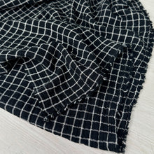 Load image into Gallery viewer, 1/2 Yard Organic Cotton Double Gauze - Black/Ivory Windowpane Cotton 100% 52&quot; Wide
