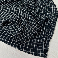 1/2 Yard Organic Cotton Double Gauze - Black/Ivory Windowpane Cotton 100% 52