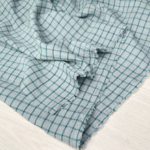 Load image into Gallery viewer, 1/2 Yard Organic Cotton Double Gauze - Shark/Ocean Windowpane Cotton 100% 52&quot; Wide

