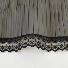Charger l&#39;image dans la galerie, 1 Yard STAR FLOWER Chiffon Pleat Lace Trim - 8cm Wide (Black) - Two O Nine Fabric
