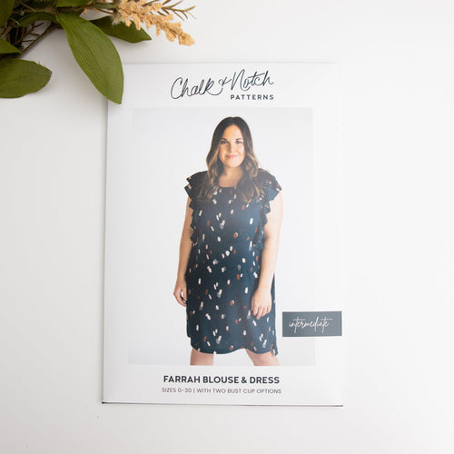 Farrah Blouse and Dress  - Chalk and Notch Sewing Pattern (Printed) - Size 00-30 - Two O Nine Fabric