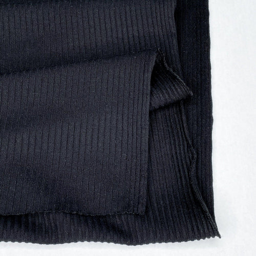 1/2 Yard Rib Knit Rayon Blend (Poly 70 Rayon 27 Spandex 3) - Black 48